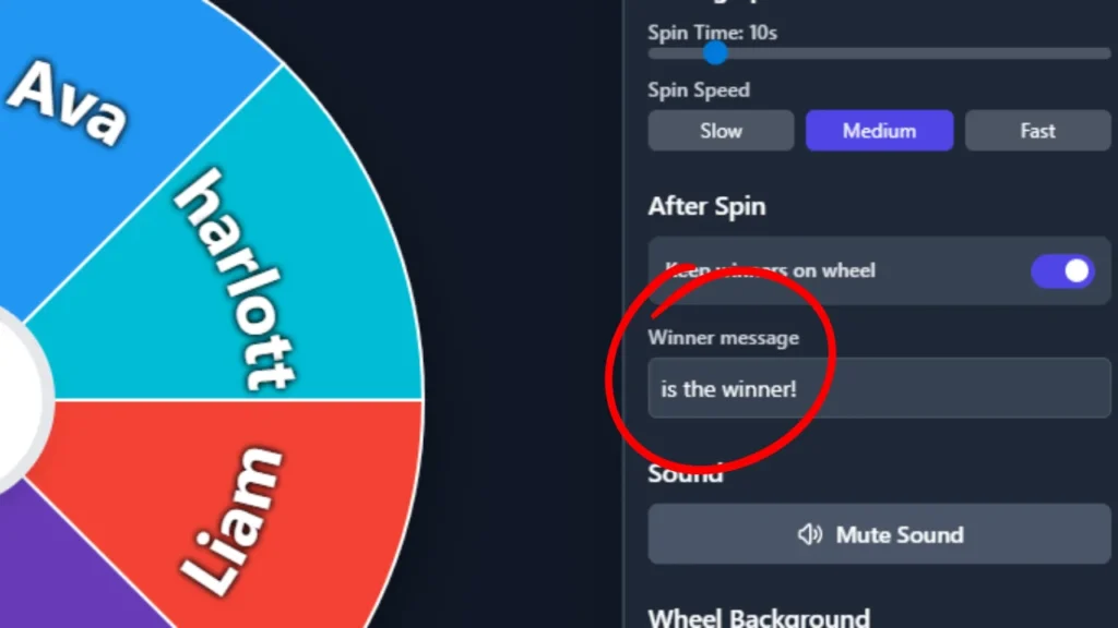 Customizable Winner Message